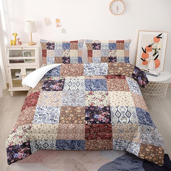 Colorful Flower Comforter Set Twin Size 3 PCS Bed in a Bag,Cute Floral Bedding Set for Girls Teens,Ultra Soft Microfiber Comforter Bed Set with 3-Pieces, Flower Bedroom Decor All Season