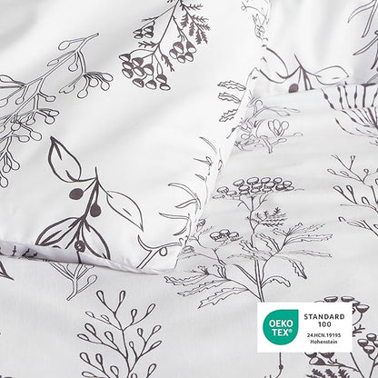 Bedsure King Comforter Set - Bright White Bed Set, 3 Pieces Cute Floral Bedding, 1 Soft Reversible Botanical Flowers Comforter and 2 Pillow Shams