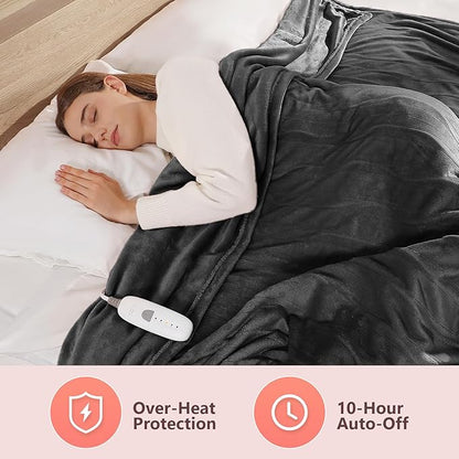 Heated Blankets King Size Electric Blankets 100''X90'', Soft Cozy Flannel Electric Blanket King with Dual Controllers, 5 Heating Level & 10 Hour Auto Off, ETL Certified & Machine Washable, Warm Gifts