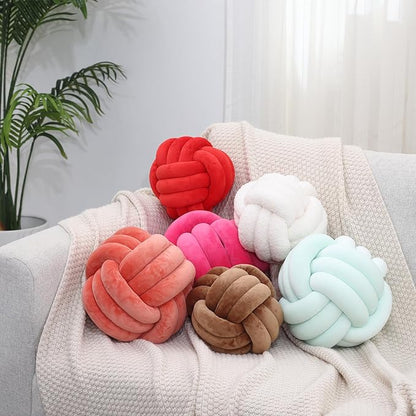 Petrella Knot Pillow Ball Round Throw Pillows Home Decor Cushion Decorative Aesthetic Throw Pillows，Coffee 11inch