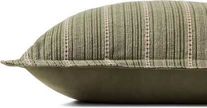 Loloi Chris Loves Julia Howie Collection PCJ0023 Green/Natural 22'' x 22'' Cover Only Pillow
