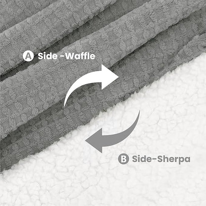 Heated Blanket Electric Blanket Full Waffle,72x84 Inches Sherpa Fleece Fast Heating Blanket 6 Heating Levels & 10 Hours Auto Off ETL Certification, Grey Full