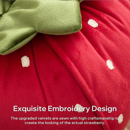 Phantoscope Fruit Shaped Pillows Series Strawberry Shaped Throw Pillow, Fun Home Decor of Fruit Themed Shaped Cushions, Decorative Shaped Pillow for Couch Bed and Chair, Red, 10 x11 inches