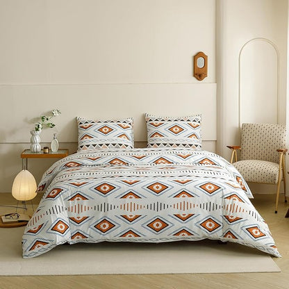 CLOTHKNOW Geometric Comforter Set Twin/Twin XL Southwest Aztec Bedding Comforter Sets White Comforter Sets Twin