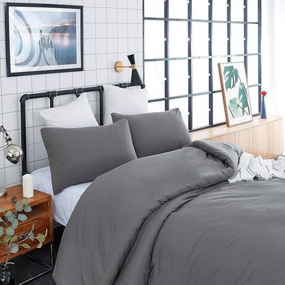 CLOTHKNOW Grey Full Size Comforter Sets Dark Gray Bedding Comforter Sets Soft Men Boys Comforter with 2 x Pillow Cases
