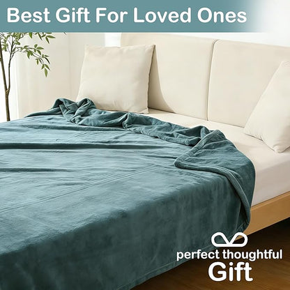 Electric Heated Blanket Twin Size 62"x84", Fast Heating Throw, Soft Plush Microplush for Bed & Couch, 10 Hours Auto Off & 4 Heating Levels, Machine Washable, Gifts for Grandma & Family-Teal