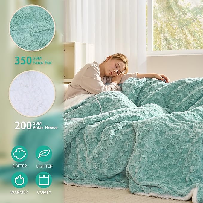 Electric Blanket, Heated Blanket with 6 Heat Levels & 10 Hours Auto Off, Soft Checked Flannel Fast Heating Blanket with ETL & FCC Certification (Green, 62"X84")