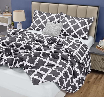 King Comforter Set 3 Piece Grey by Utopia Bedding, Printed Comforters King Size, Bedding Comforters Sets, Down Alternative Soft Bed Set, 1 Comforter (90 x 102 inches) 2 Pillow Shams (20 x 36 inches)