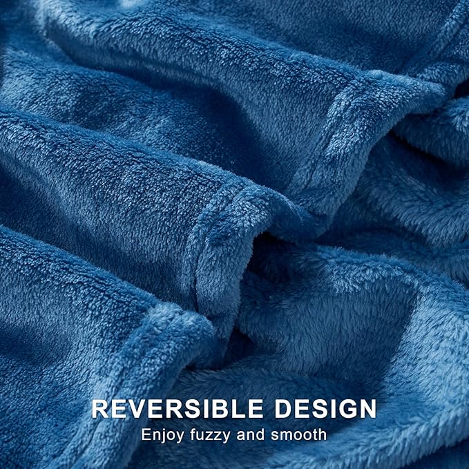Hansleep Fleece Mineral Blue Throw Blanket, Super Soft Flannel Fuzzy Plush Cozy Blanket for All Seasons, Mineral Blue, Throw 50x60 Inches