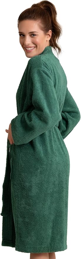 Soft Touch Linen Women's Robe Terry Cotton Cloth- Kimono Style- Thick, Breathable & Comfortable- Lightweight & Absorbent
