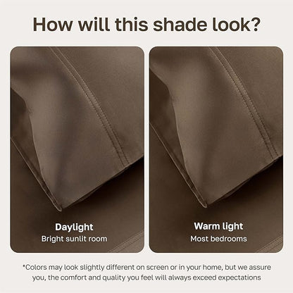 California Design Den Twin XL Sheet Set, 600 Thread Count Sateen, 100% Cotton Deep Pocket Sheets, Soft, Cooling Brown Sheet Set, Hotel-Quality Bedding (Mushroom - Taupe Brown)