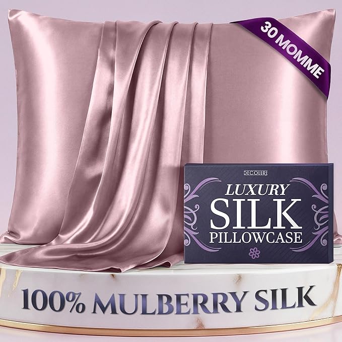 DECOLURE 100% Pure Mulberry Silk Pillow Case Queen Size – Highest Grade 30 Momme 6A+, Luxuriously Soft & Cooling Silk Pillowcase for Hair & Skin, Hypoallergenic, Breathable, Hidden Zipper (Coral)