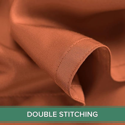 Pure Bamboo Split King Sheets, Genuine 100% Organic Viscose Derived from Bamboo Bed Sheet Set, Soft & Cooling, Double Stitching, 2 Fitted Sheets (Split King, Terracotta)
