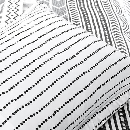 Lush Decor Hygge Geo Reversible 5 Piece Comforter Set, King, Black & White