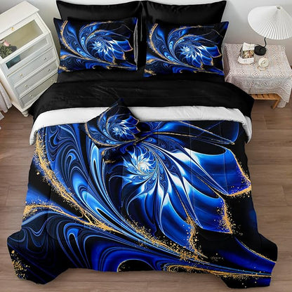 Blue Gold Comforter Black Marble Bedding Comforter Full Size Bed Set Black Gold Swirl Marble Natural Design Tie Dye Watercolor Abstract Bed in a Bag Dark Blue