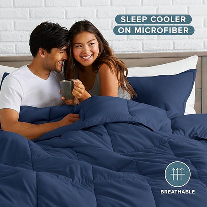 Bare Home Comforter Set - Oversized King Size - Ultra-Soft - Goose Down Alternative - Premium 1800 Series - All Season Warmth (Oversized King, Dark Blue)