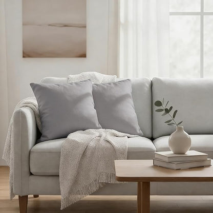 JMGBird Water-Resistant Outdoor Pillows Set of 2, 18x18 inch Durable Pure Grey Throw Pillows with Inserts for Patio Furniture