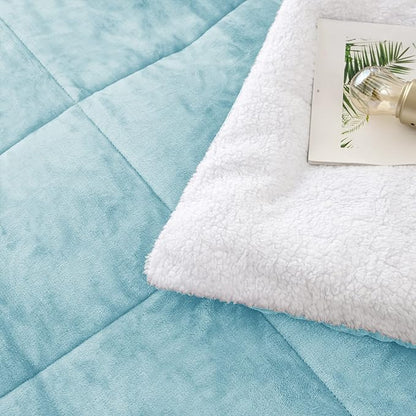 Seward Park Smoke Blue Sherpa Comforter Set Full Queen Size, All Season Soft Warm Fleece Fall Blanket, Winter Bedding Sets with 2 Pillow Shams