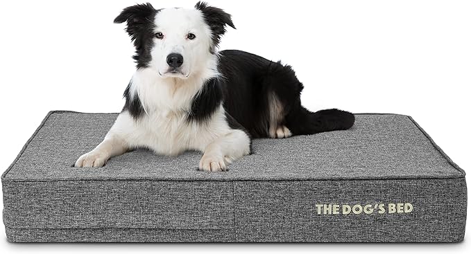The Dog’s Bed Orthopedic Memory Foam Dog Bed Mattress, Linen Fabric, Grey Linen, L, 6-Inch