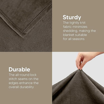 Utopia Bedding Fleece Blanket King Size Brown 300GSM Luxury Fuzzy Soft Anti-Static Microfiber Bed Blanket (90x102 Inch)