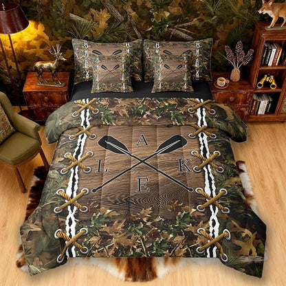 Erosebridal Rustic Twin Comforter Set with Sheets | Botanical Leaves Lake 7 Piece Bedding Set Mens Hunting Bed in a Bag, Farmhouse Woodland Animals Room Decor,Camo Cabin Country Decor Camo Bed Set