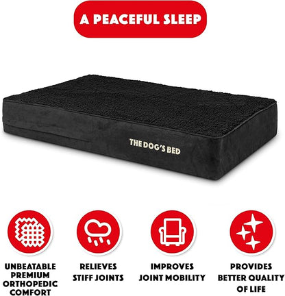 The Dog’s Bed Orthopedic Memory Foam Dog Bed Mattress, Plush Fabric, Black Plush, L, 6-Inch