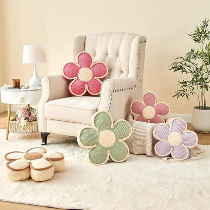 Pink Flower Shaped Pillow,13.7'' Flower Throw Pillow Floor Cushion for Sofa Couch Bed,Soft Daisy Pillow Decorative Throw Pillow Seating Cushion for Home Decor