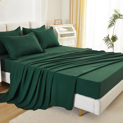 Litanika Super King Comforter Sets Emerald Green - 7 Pieces Bed in a Bag Oversized King Bedding Comforter Sets, Solid Lightweight Bed Set with Comforter, Sheets, Pillowcases & Shams