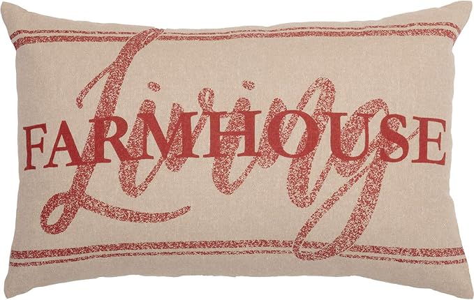 VHC Brands Sawyer Mill™ Red Farmhouse Living Throw Pillow for Couch Chair Sofa Bed 14x22