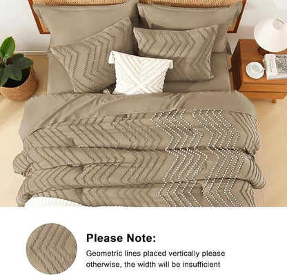 Litanika Taupe Comforter Set King Size with Sheets - 7 Pieces King Bed in a Bag Boho Tufted Complete Bedding Sets with Comforter, Sheets, Pillowcases & Shams