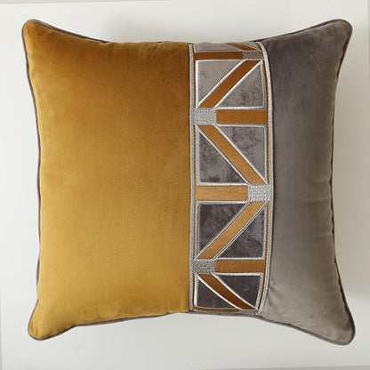 Throw Pillow Covers with Insert Included, with Embroidered Detail, 18 x 18 inches, Decorative Throw Pillow for Sofa Couch Bed (Gold Gray, 18" L x 18" W)
