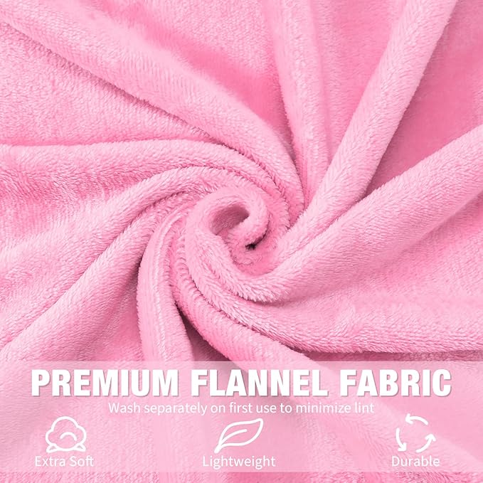 12 Pcs Fleece Blankets for Girls Sleepover Party Soft Fuzzy Throw Blanket 40 x 60 Inch Warm Flannel Blanket for Teenager Bed Travel SPA Movie Party(Pink)