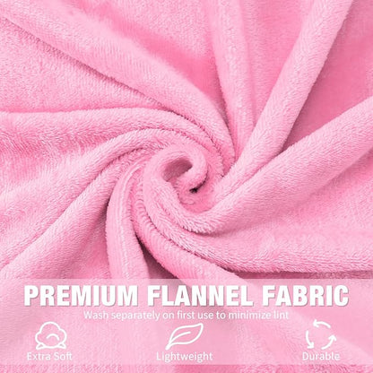12 Pcs Fleece Blankets for Girls Sleepover Party Soft Fuzzy Throw Blanket 40 x 60 Inch Warm Flannel Blanket for Teenager Bed Travel SPA Movie Party(Pink)