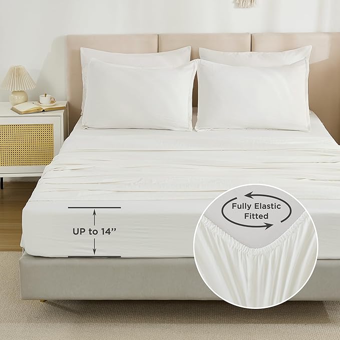 Litanika California King Comforter Set Ivory - 7 Pieces Bed in a Bag Cal King Bedding Comforter Sets, Plain Lightweight Bed Set with Comforter, Sheets, Pillowcases & Shams