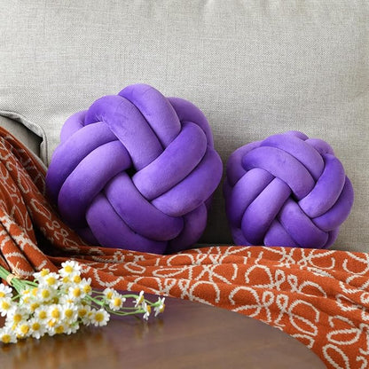 Knot Ball Pillow, Round Decorative Throw Pillows Cushion, 8 Inch Purple Soft Plush Knotted Pillows Pillow, Modern Home Throw Knot Decorative Cushion