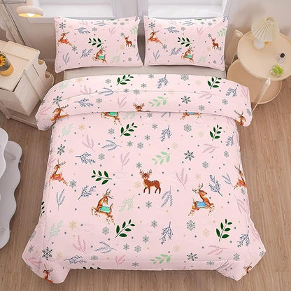 Tailor Shop Girls Bedding Sets,Pink Bed Set,Queen Size Comforter Set,Deer Bedding Sets,Kids for Girls,with 1 Comforter and 2 Pillowcase…
