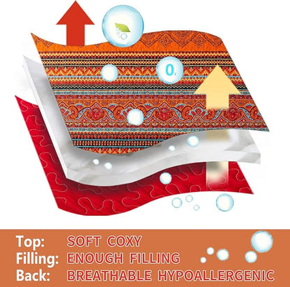 BEDIFANY Cotton California King Quilt Set - Lightweight Boho Bedspread Oversized King Size - Colorful Orange Stripe King Size Quilt Bedding Sets (108 * 118 Inch) for Bed Decorations Coverlet, 3 Pieces