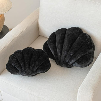 Shell Pillow, Seashell Throw Pillow with Soft Rabbit Plush for Couch Bed, Shell Shaped Decorative Ocean Pillow Stylish Beach Cushion Room Aesthetic Home Decor