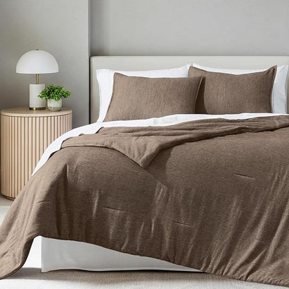 Bare Home Comforter Set - Full Size - Ultra-Soft - Goose Down Alternative - Premium 1800 Series - All Season Warmth Comforter (Full, Heathered Taupe)