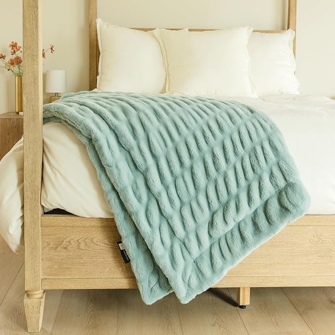 Minky Designs Glacier Glide Minky Blanket – Ultra Soft Faux Fur Throw Blanket for Couch, Bed & Home – Fluffy, Warm & Luxurious – Chic Collection (X-Large, 60x84)