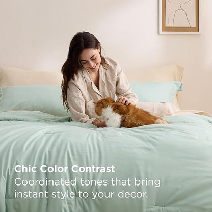 Bedsure California King Comforter Set Sage Green, 7 Pieces Soft Comforter for Cal King Size Bed with Sheets, Pillowcases & Shams, All Season Boho California King Size Bed in a Bag