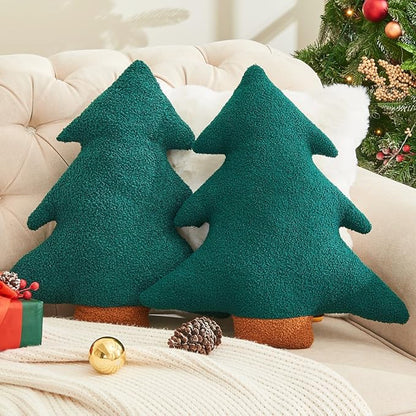 Christmas Tree Pillows Set of 2 Christmas Pillows. Tree Shaped Throw Pillows Xmas Plush Decorations Pillow Gingerbread House Candy Pillow for Thanksgiving Home Decor. Xmas Decor for Party