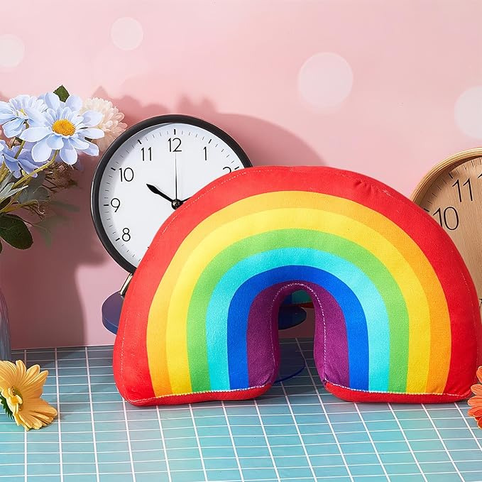 Chunful Rainbow Pillow for Girls Kids 13.8 x 8.7 x 4 Inch Plush Cute Rainbow Throw Pillow Arch Shaped Cushion Stuffed Decoration for Bed Chair Room Home Decor Easter Day(Colorful,1 Pcs)