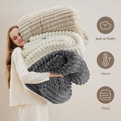 Bedsure Sherpa Blanket King Size for Bed - Super Soft, Cozy Fleece Thick Warm Blanket for Winter, GentleSoft Home Room Decor, Dark Grey, 108x90 Inches