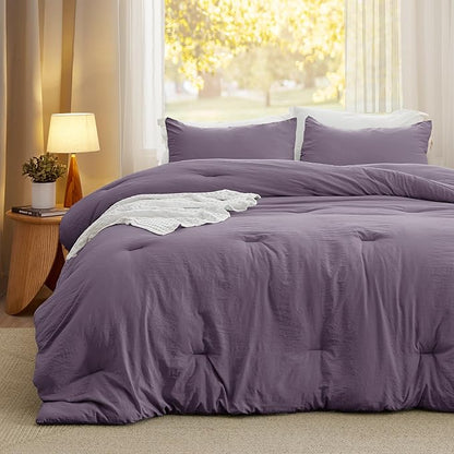 Bedsure Oversized King Comforter Set, Grayish Purple Soft Prewashed Bedding for All Seasons, 3 Pieces GentleSoft™ Bed Set, 1 Lightweight Comforter (120"x98") and 2 Pillowcases (20"x36")
