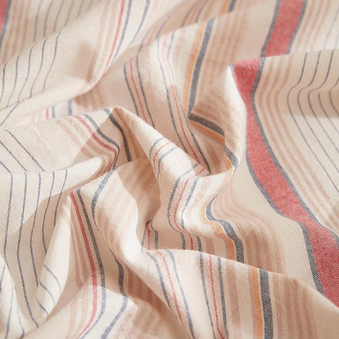 HighBuy Twin XL Size Comforter Set,Striped Bedding Set 3 Piece Brown Pink Stripes Pattern Printed Comforter Fluffy Lightweight Bedding Comforter Set for Teen Girls,1 Comforter,2 Pillowcases