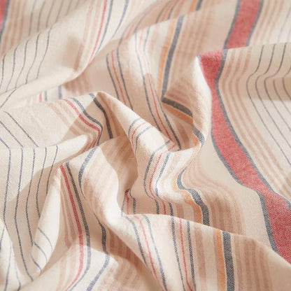 HighBuy Striped Comforter Set King Size,3 Piece Fluffy Soft Stripes Pattern Bedding Comforter Sets for Women Men,Vintage Farmhouse Stripe Bedding Set,1 King Comforter,2 Pillowcases