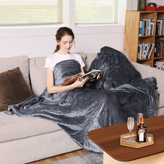 Vagueior Electric Heated Blanket Full Size 50'' x 60'',Extra-Warm Lightweight Cozy Luxury ElectricBlanket Machine Washable with 3 Heating Levels Auto-Off Machine Washable,ETL Certification - Grey