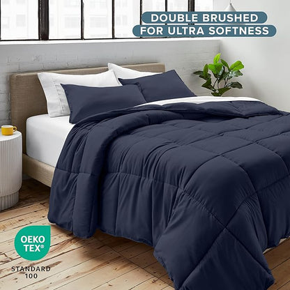 Bare Home Comforter Set - Oversized Queen Size - Ultra-Soft - Goose Down Alternative - Premium 1800 Series - All Season Warmth (Oversized Queen, Midnight Blue)