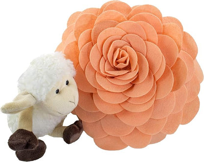 Fennco Styles Eva's Flower Garden Decorative Filled Throw Pillow 13" Round - Peach Floral Accent Pillow for Home, Couch, Bed, Living Room, Holiday and Office Décor